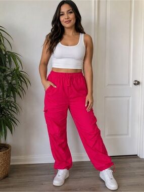 Love Tree Hot Pink Cargo Joggers